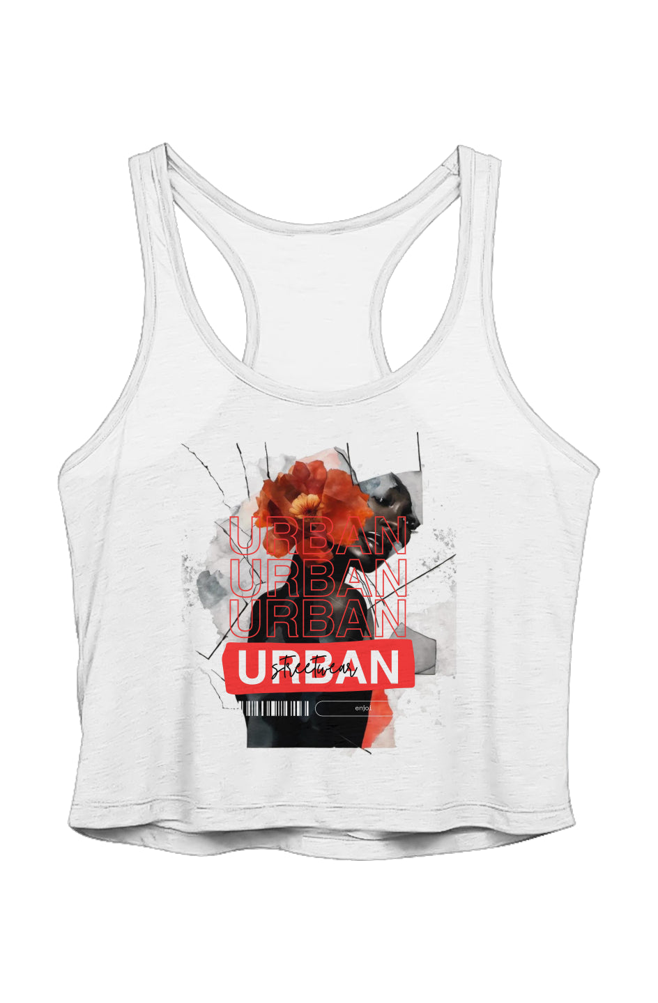 'urban rose' Ladies' Sheer Cropped Racer Tank