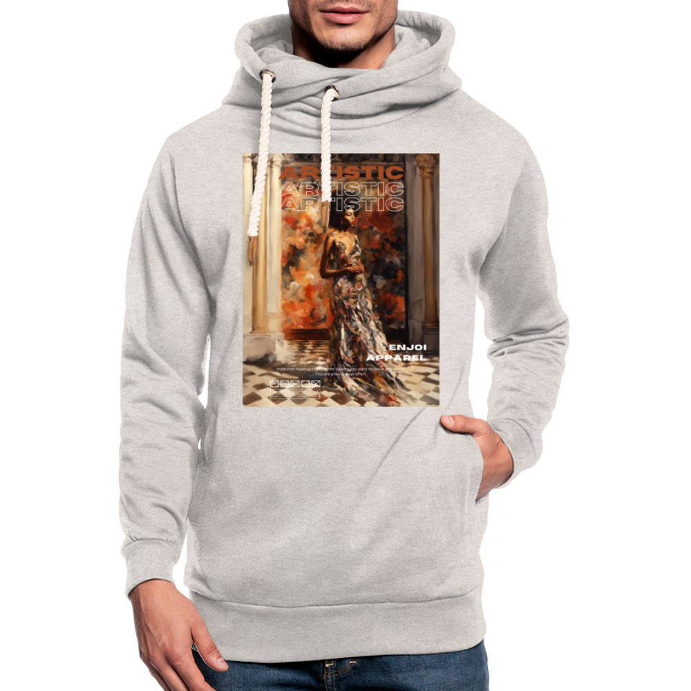 'artistic' shawl collar hoodie - heather oatmeal