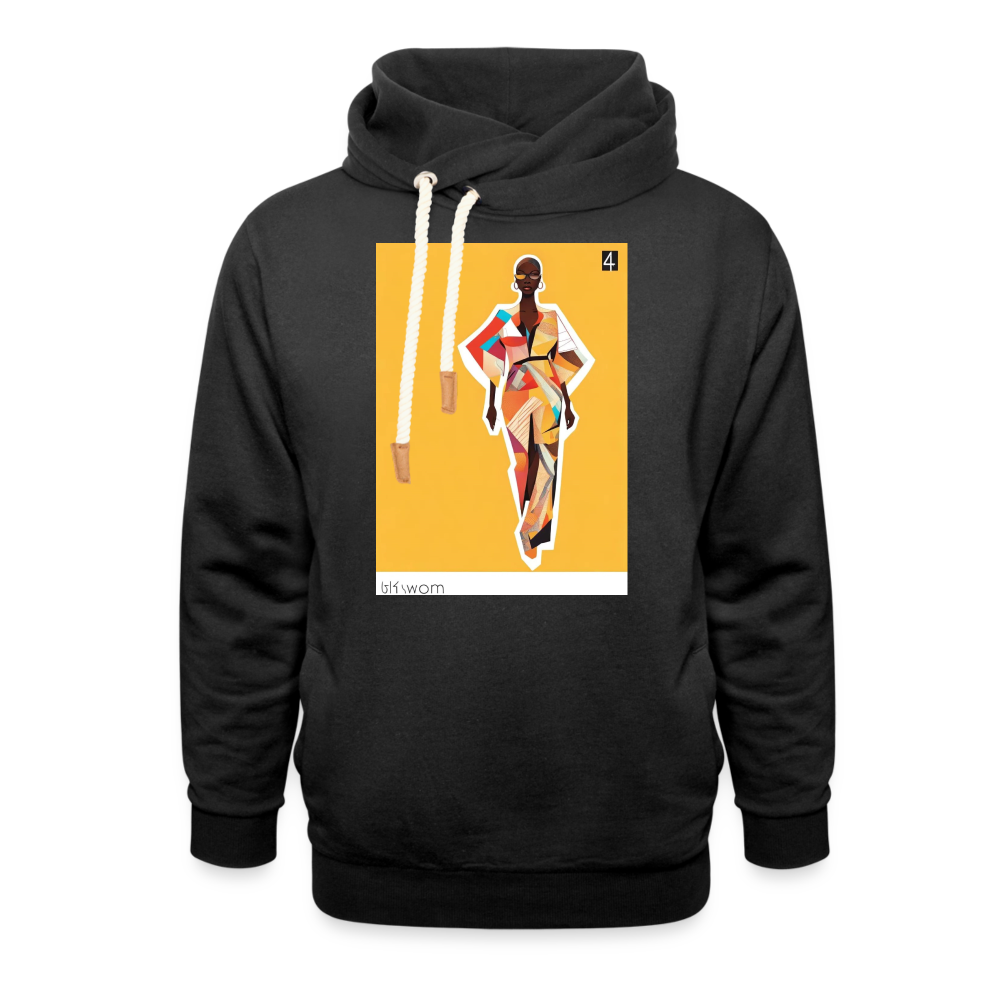 '4 blk wmn' shawl collar hoodie - black