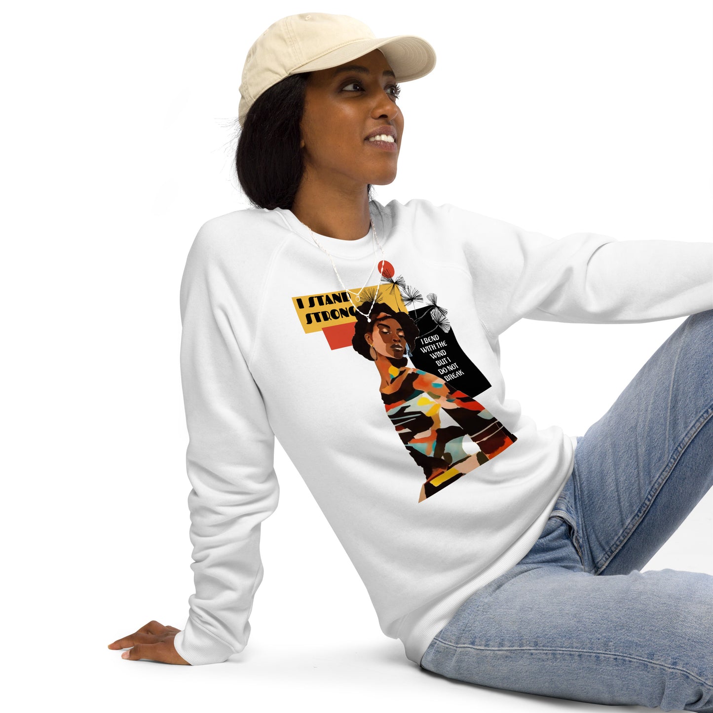 'stand strong' organic raglan sweatshirt