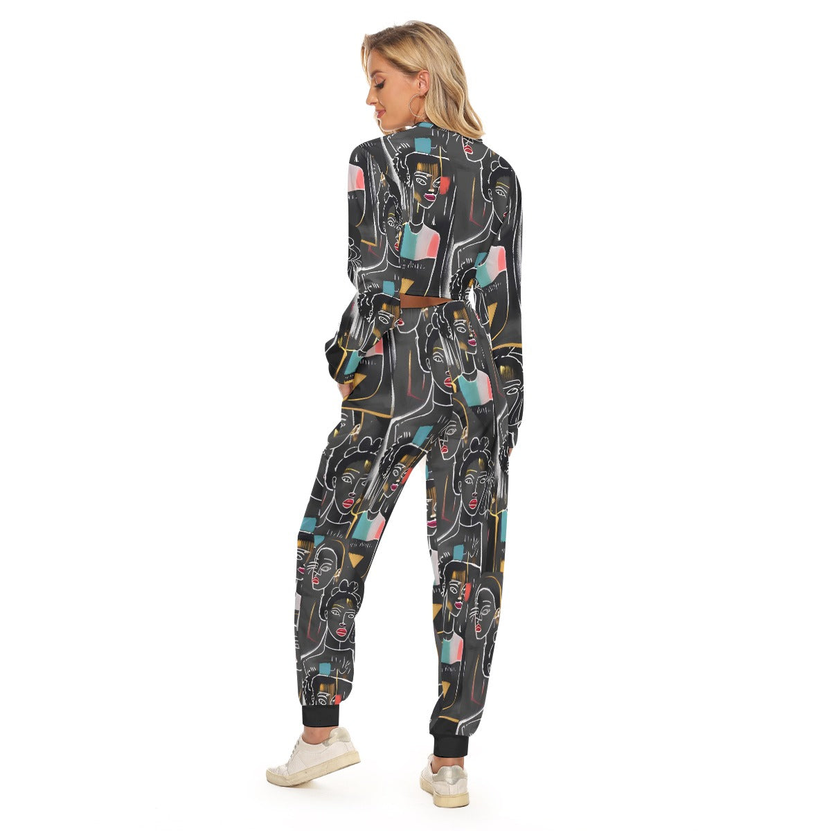 'sketchy lady' crop sweatshirt suit