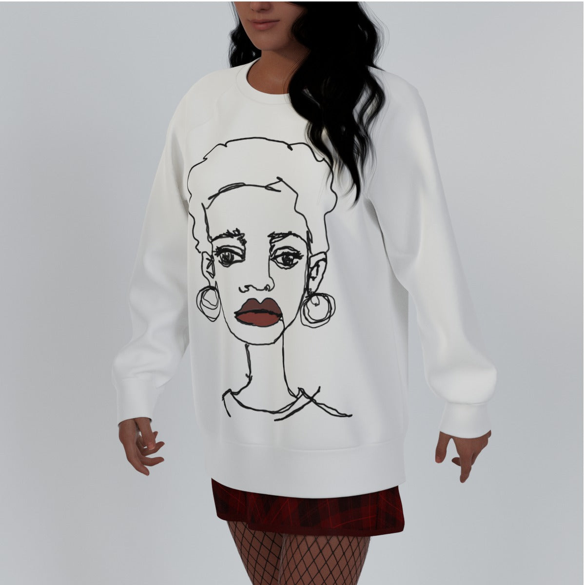 'sketchy lady' raglan sleeve sweatshirt