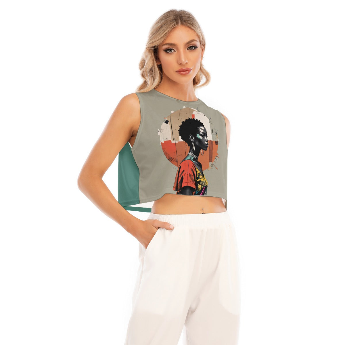 'shine2' sleeveless cropped top