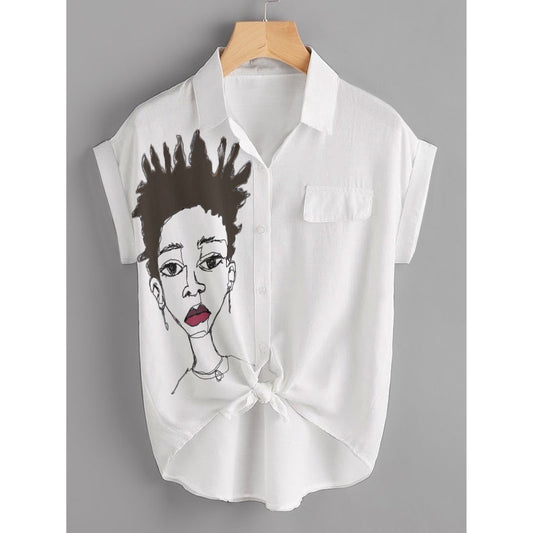 'sketchy lady' button shirt