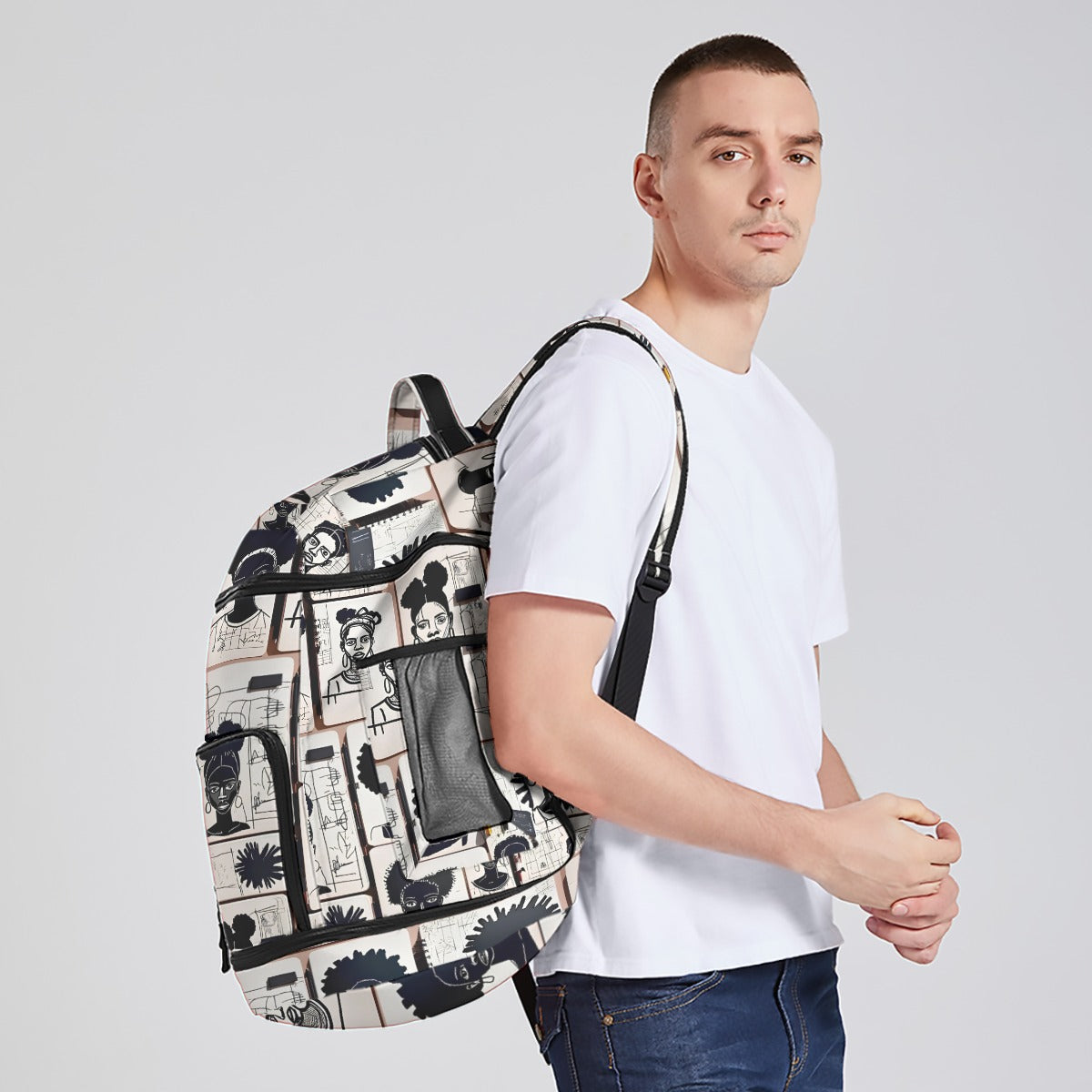 'sketchy' multifunctional backpack