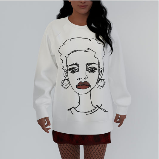 'sketchy lady' raglan sleeve sweatshirt