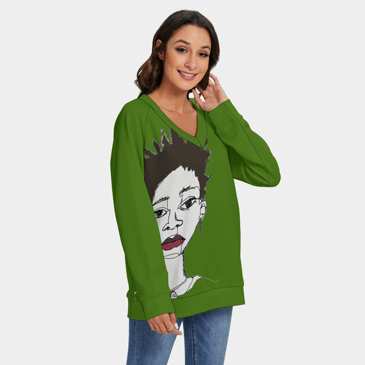 'sketchy lady' knitted sweater