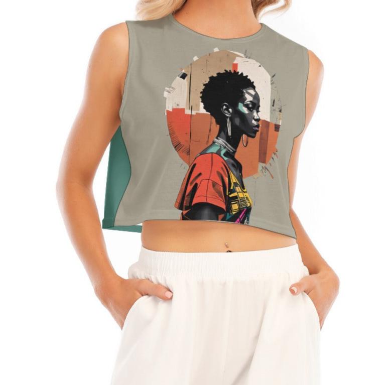 'shine2' sleeveless cropped top