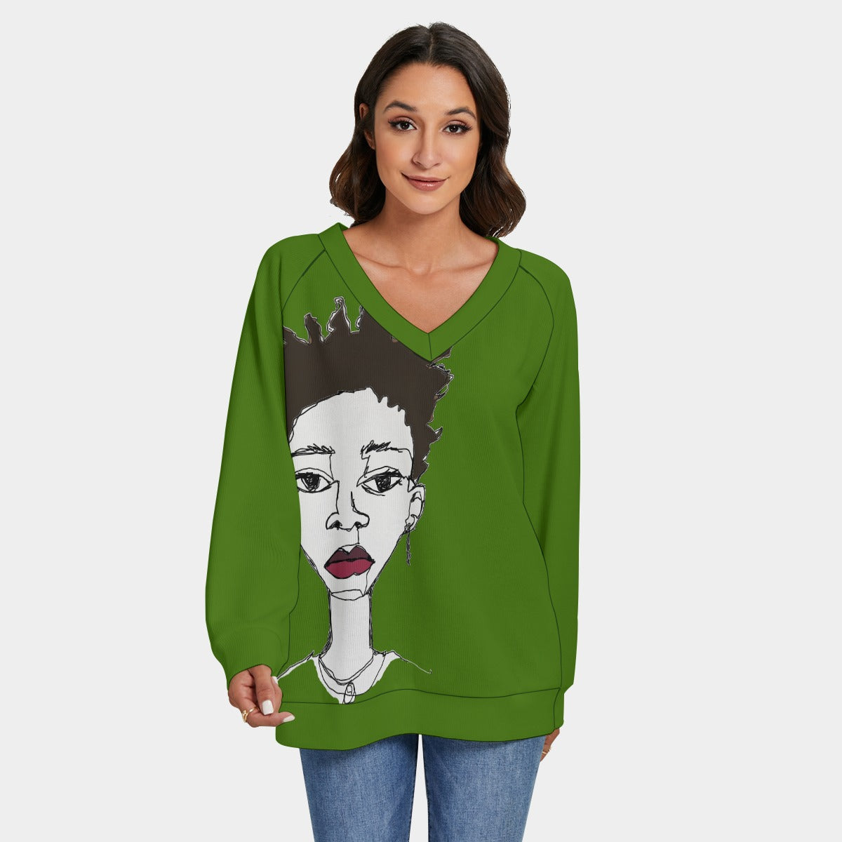 'sketchy lady' knitted sweater