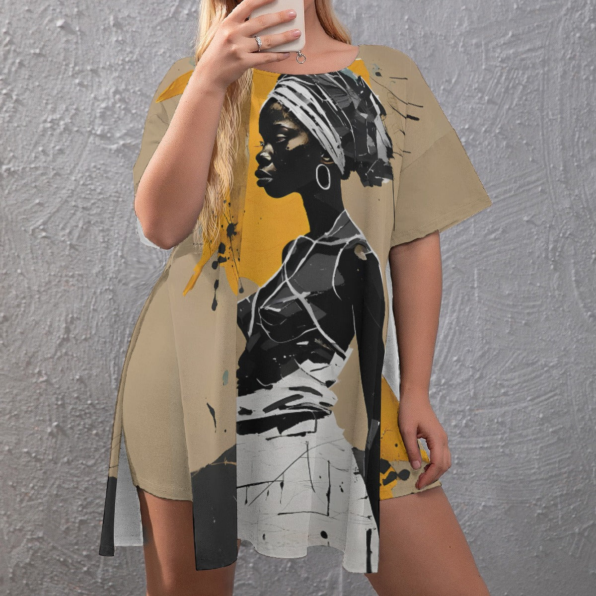 'shine' drop-shoulder t-shirt with side split and shorts