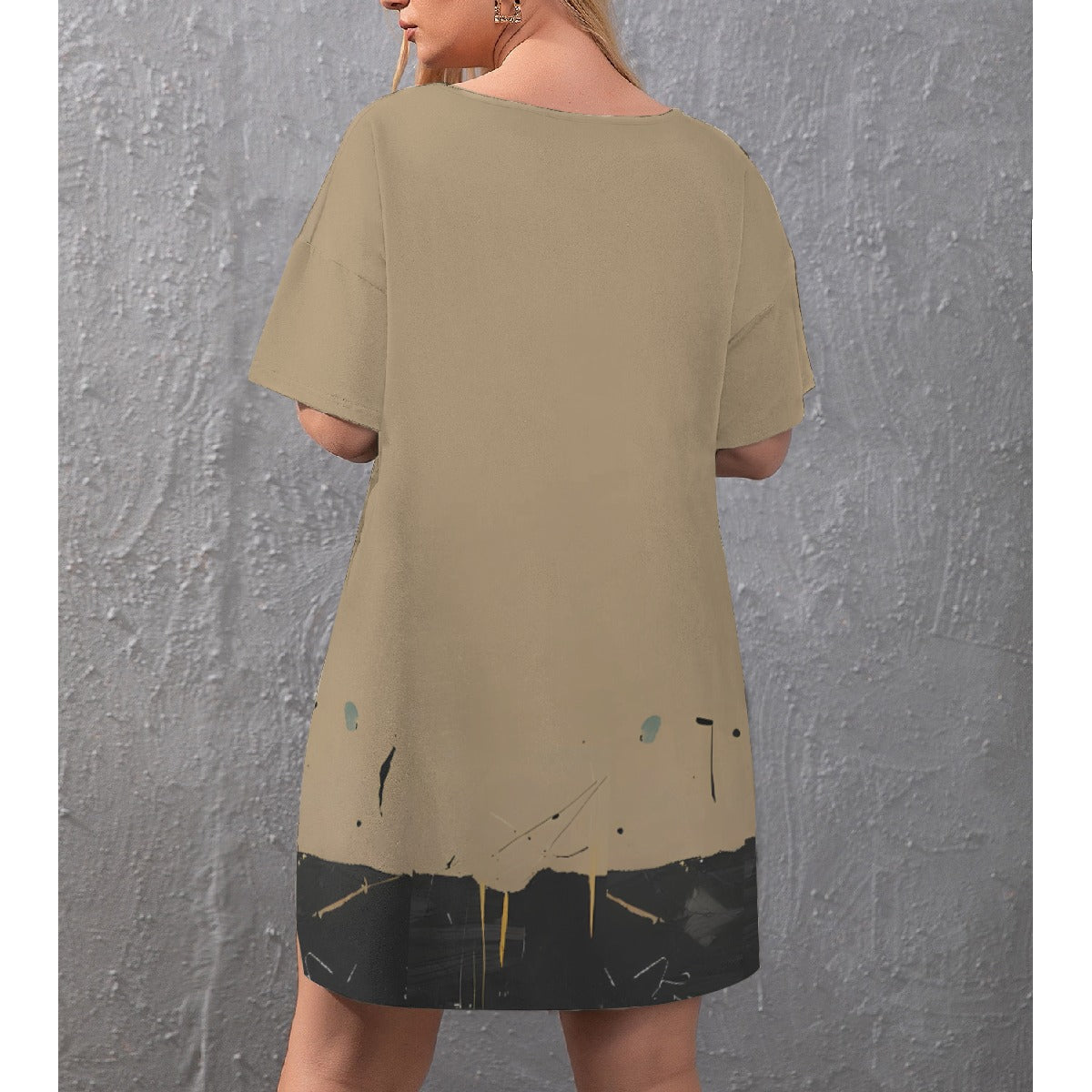 'shine' drop-shoulder t-shirt with side split and shorts