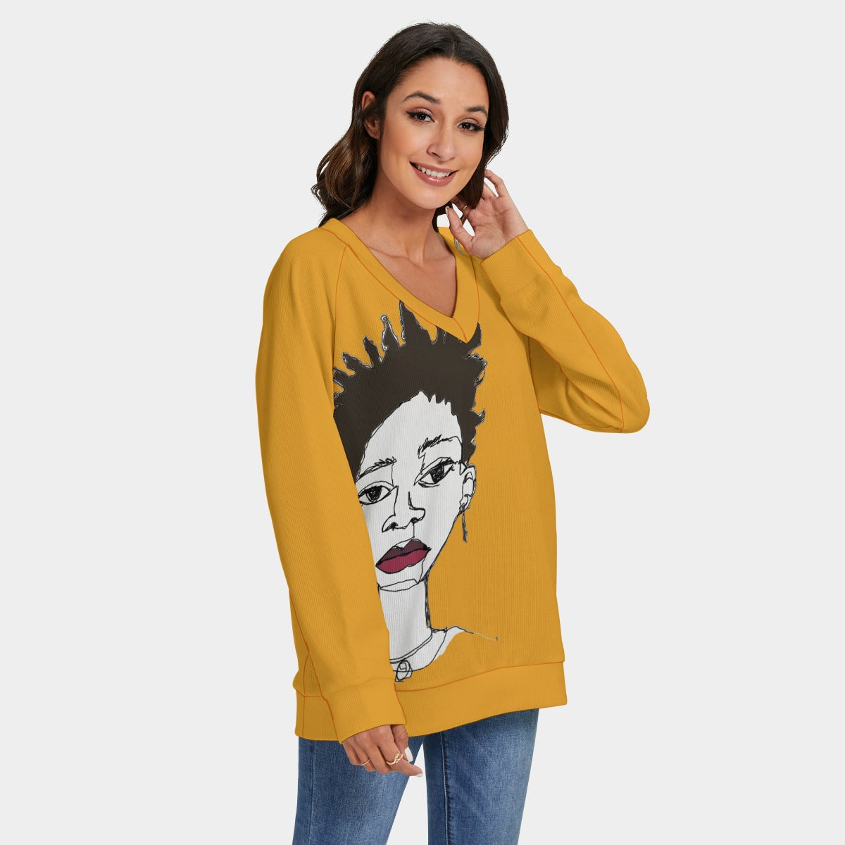 'sketchy lady' knitted sweater