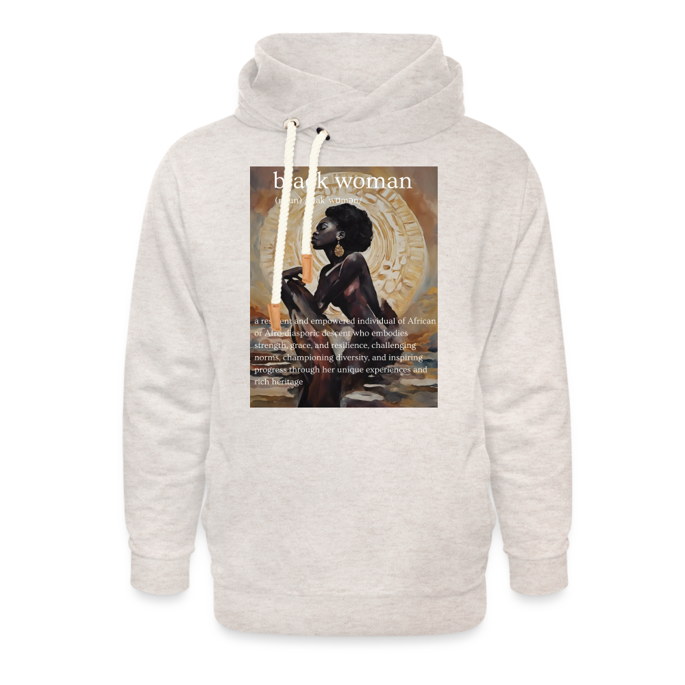 'thee definition' shawl collar hoodie - heather oatmeal