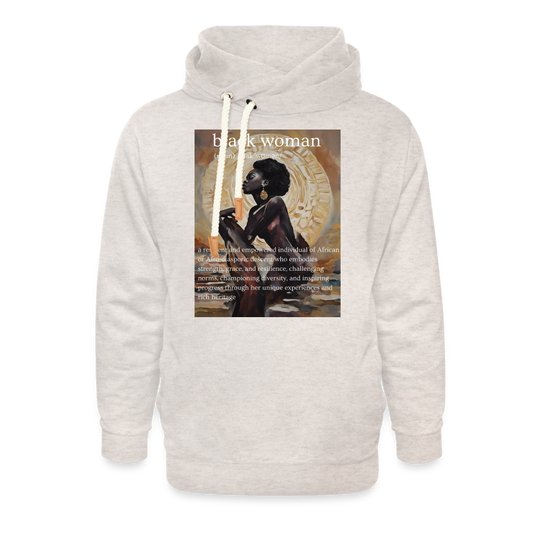 'thee definition' shawl collar hoodie - heather oatmeal