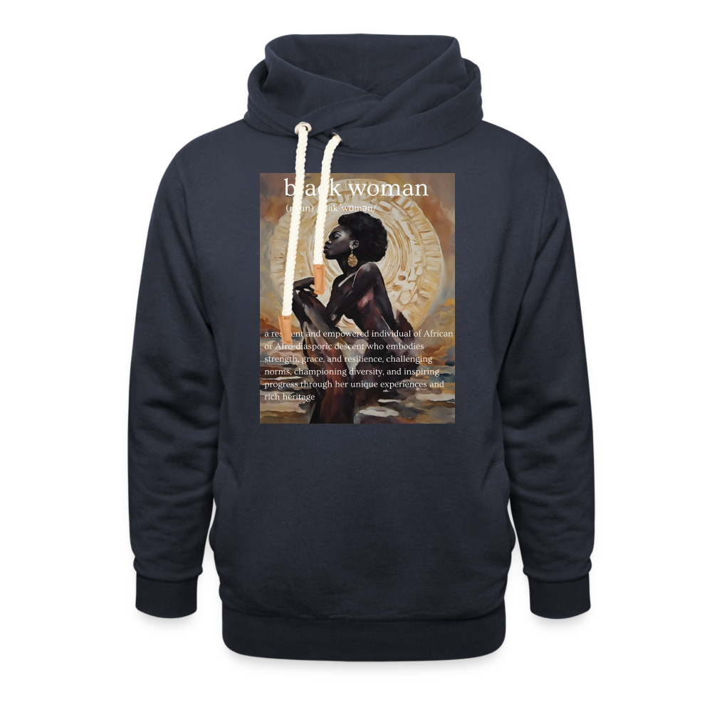 'thee definition' shawl collar hoodie - navy